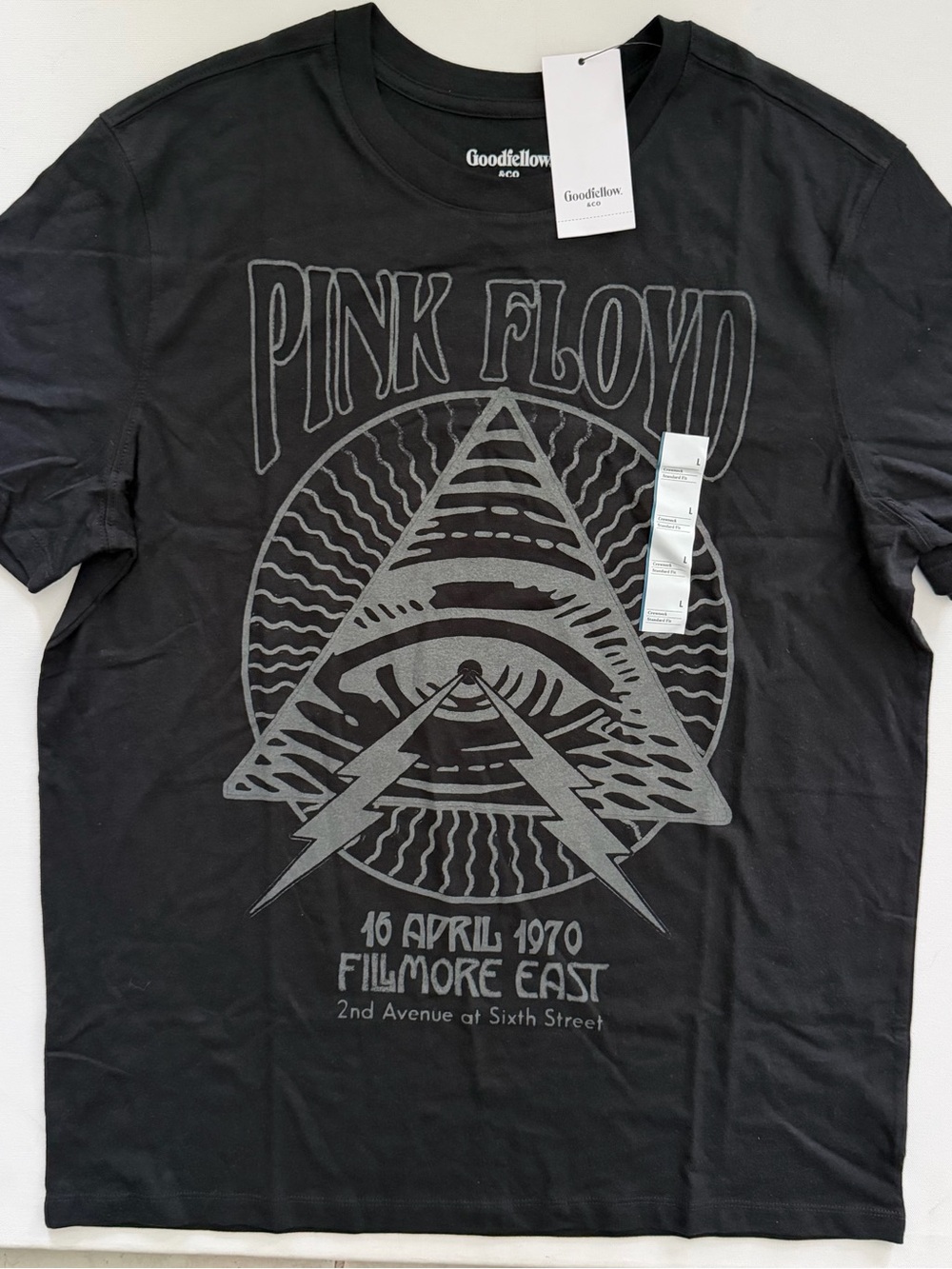 Goodfellow Black Pink Floyd Pyramid Graphic Tee Size L